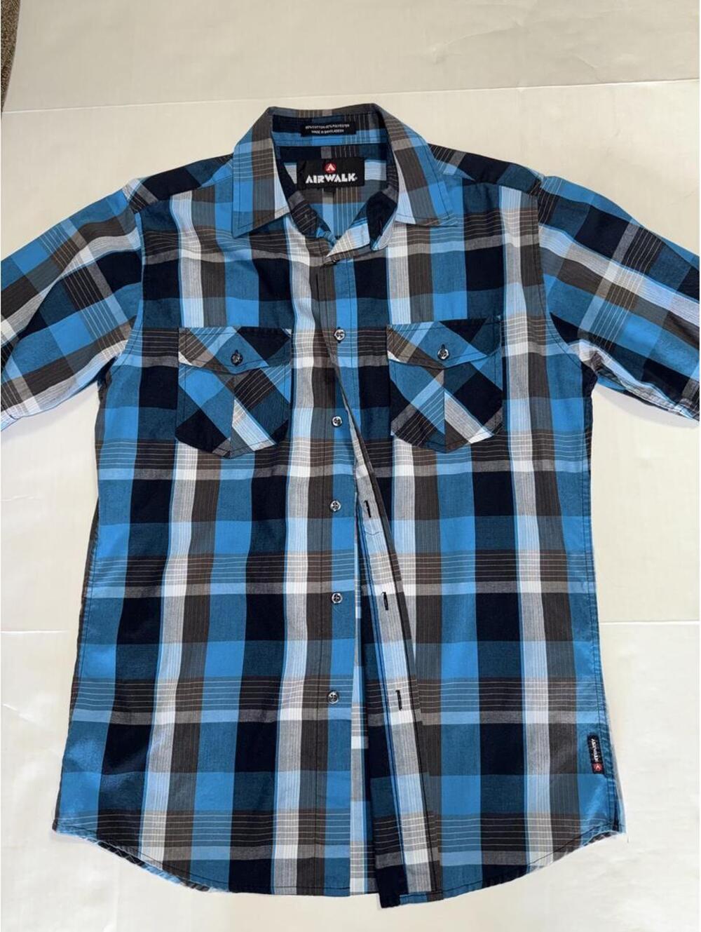Airwalk Y2K Style Plaid Button Down Shirt Skate Streetwear Goth Grunge